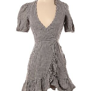 Los Angeles Atelier & Other Stories Brown White Wrap Linen Mini Dress 0 32